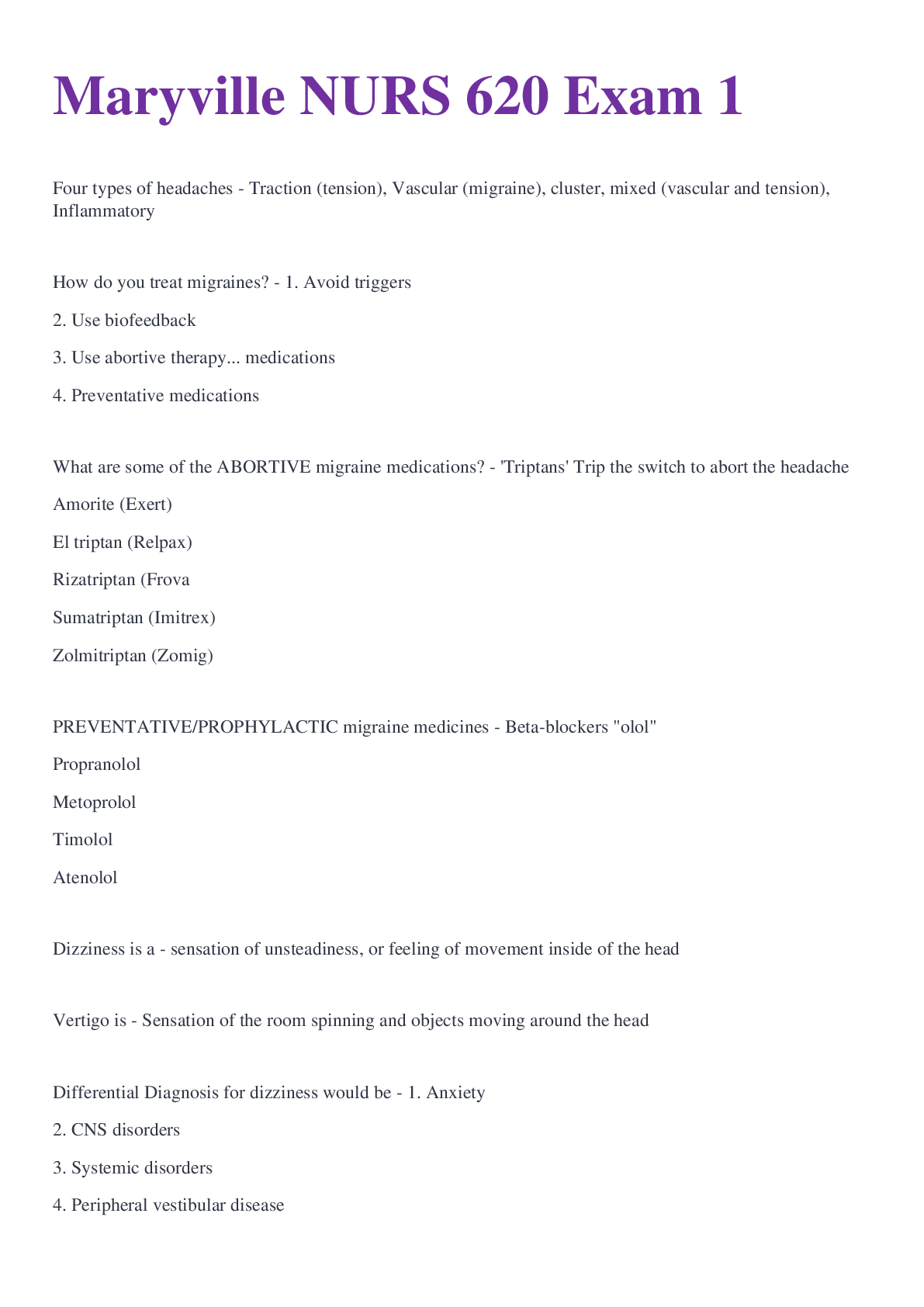 Preview image of Maryville NURS 620 Exam 1 COMPLETED document